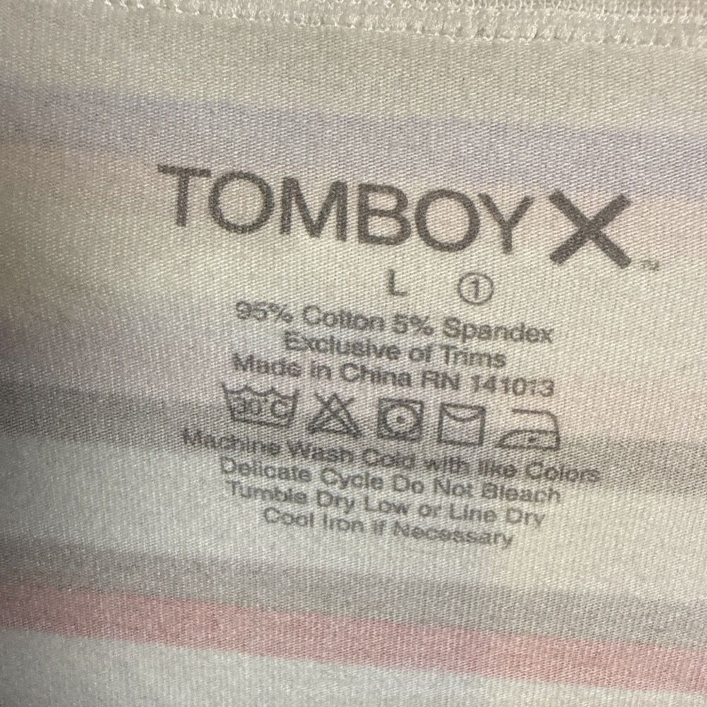 TomboyX Rainbow Striped Cotton Blend Jersey top/pants Loungewear Jogger Set L/M* - Picture 2 of 7